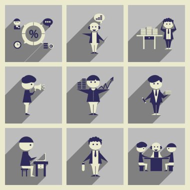 Uzun gölge Ofis çalışanları ile düz simgeler kavramı