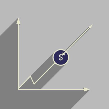 Uzun gölge ekonomik grafik ile düz web simgesi
