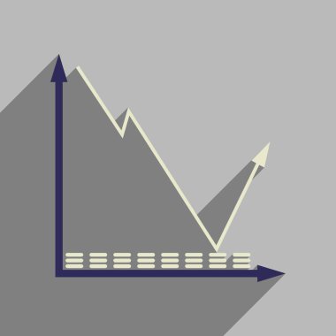 Uzun gölge ekonomik grafik ile düz web simgesi