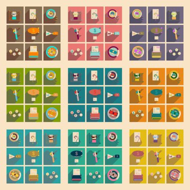 Düz kutsal kişilerin resmi ile uzun gölge ekonomi infographics kavramı