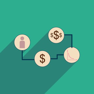 Uzun gölge parasal infographics düz web simgesi