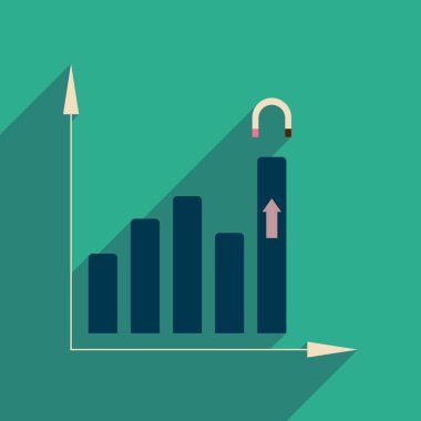 Uzun gölge ekonomi grafik ile düz web simgesi