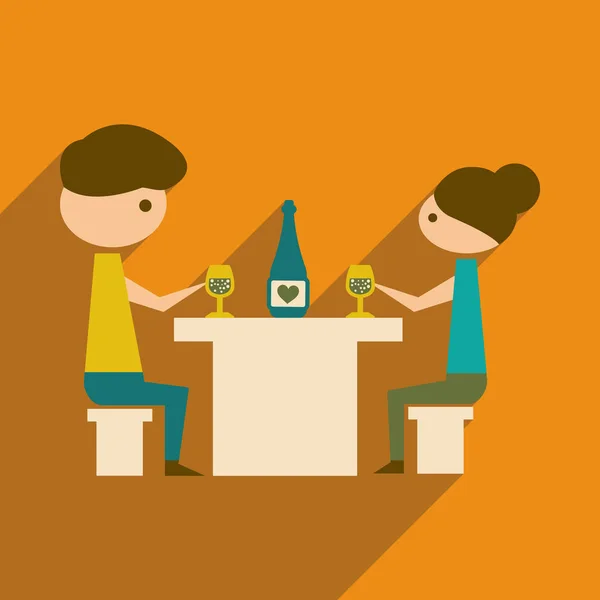 Icône web plat avec longue ombre mari femme dîner — Image vectorielle