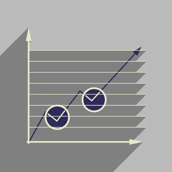 Icono web plano con gráfico económico de sombra larga — Vector de stock