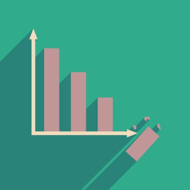 Uzun gölge ekonomik grafik ile düz web simgesi