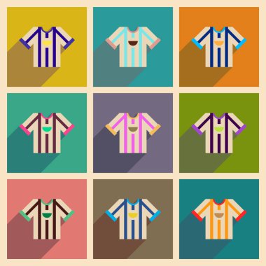 Uzun gölge futbol forması ile düz simgeler kavramı