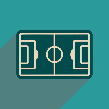 Uzun gölge futbol sahası ile düz web simgesi
