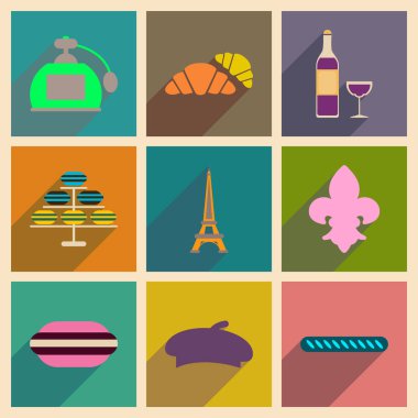 Uzun gölge Paris ile düz simgeler kavramı