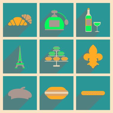 Uzun gölge Paris ile düz simgeler kavramı