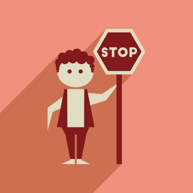 Uzun gölge dur ırkçılık ile düz web simgesi