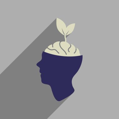 Uzun gölge Eko düşünce ile düz web simgesi