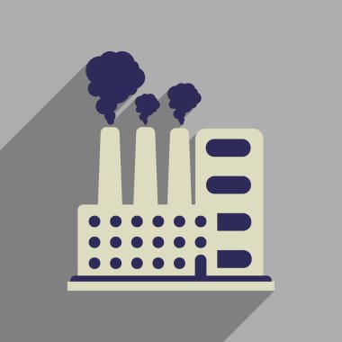 Uzun gölge fabrika düz web simgesi