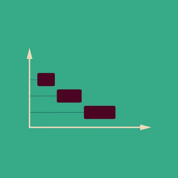Icono web plano con gráfico de economía de sombra larga — Vector de stock
