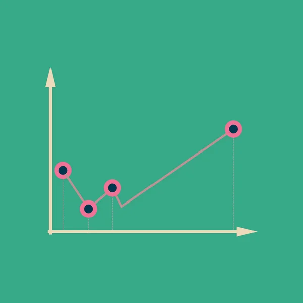 Icono web plano en elegante gráfico de economía de fondo — Vector de stock