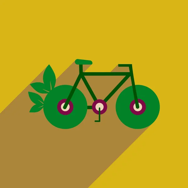Icona web piatta con bicicletta ombra lunga — Vettoriale Stock