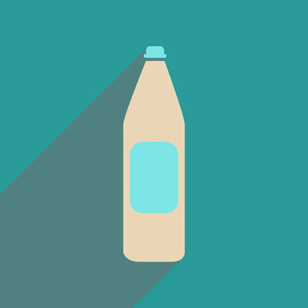 Uzun gölge şişe suyu ile düz web simgesi — Stok Vektör