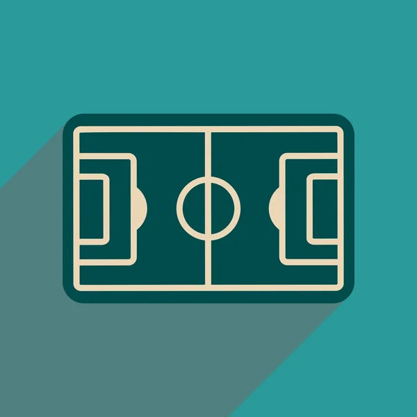 Icono web plano con campo de fútbol de sombra larga — Vector de stock