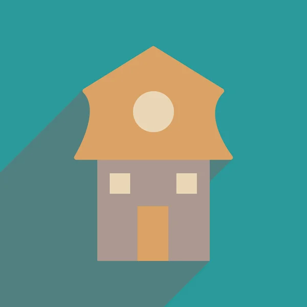 Platte web icoon met lange schaduw huis — Stockvector