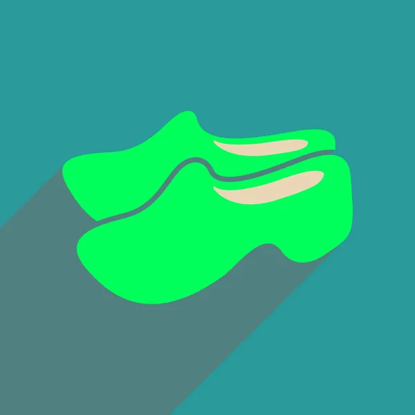 Icono web plano con zapatos de madera de sombra larga — Vector de stock
