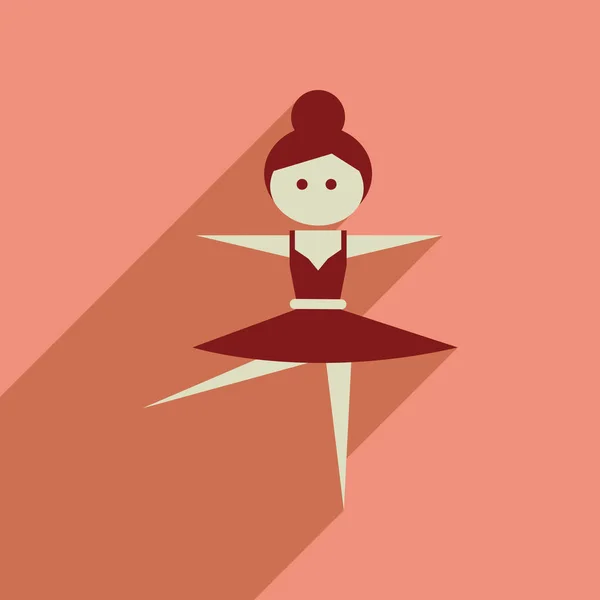 Flat web icon with long shadow ballet dancer