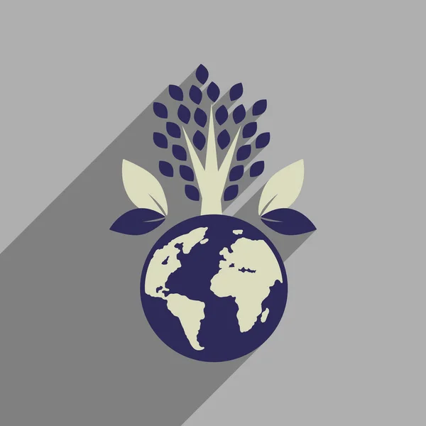 Icono web plano con sombra larga Plantas de la Tierra — Vector de stock