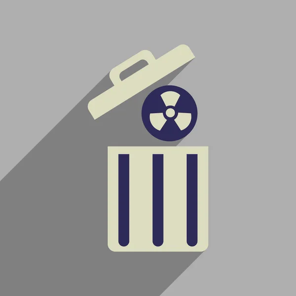 Mieszkania www ikona z długi cień toksycznych odpadów — Wektor stockowy