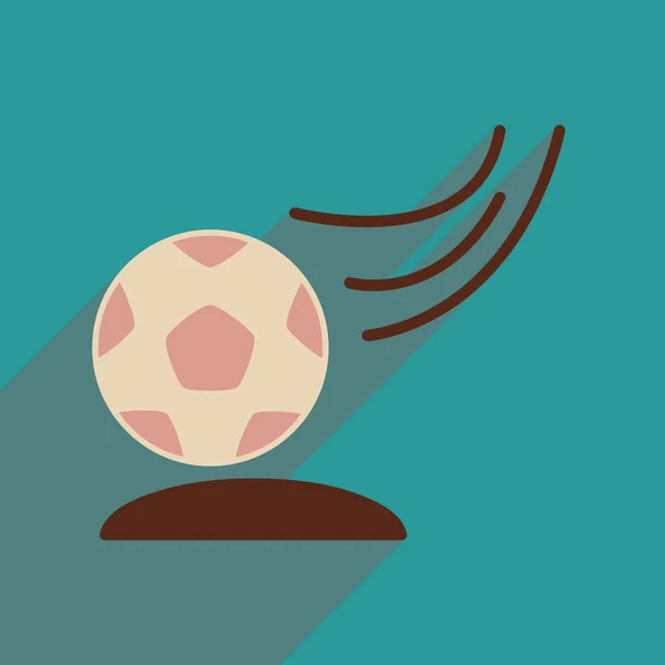 Icona web piatta con pallone da calcio lunga ombra Vettoriali Stock Royalty Free