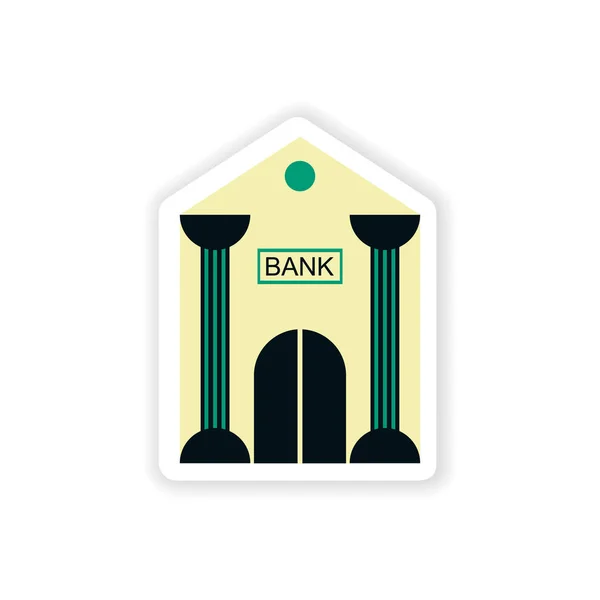 Stylish sticker on paper bank building on a white background — Stock Vector