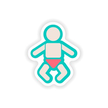 Kağıt etiket üzerinde beyaz arka plan yeni doğan bebek