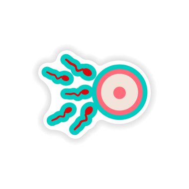 Kağıt etiket beyaz arka plan dişi yumurta ve sperm