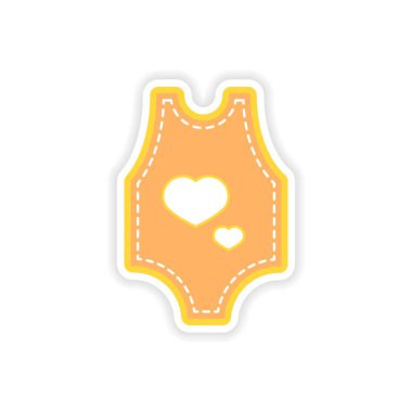 Kağıt etiket bebek giysileri beyaz arka plan üzerinde