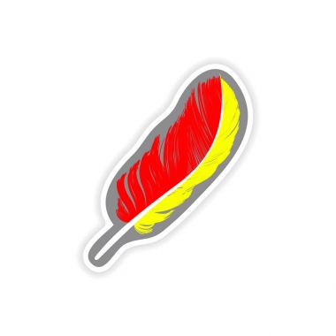 Kağıt etiket tüy kuş beyaz arka plan üzerinde