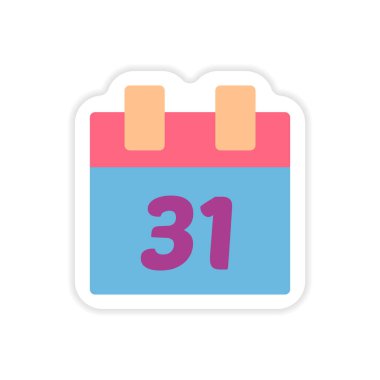 Kağıt etiket beyaz arka plan takviminde 31 Aralık