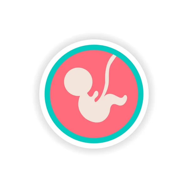 Papier sticker op witte achtergrond kind in de baarmoeder — Stockvector