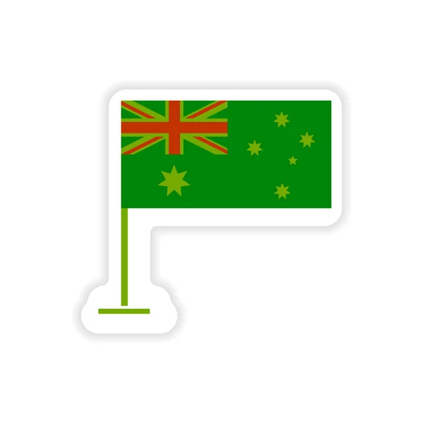 Papír matrica ausztrál zászló fehér háttér — Stock Vector
