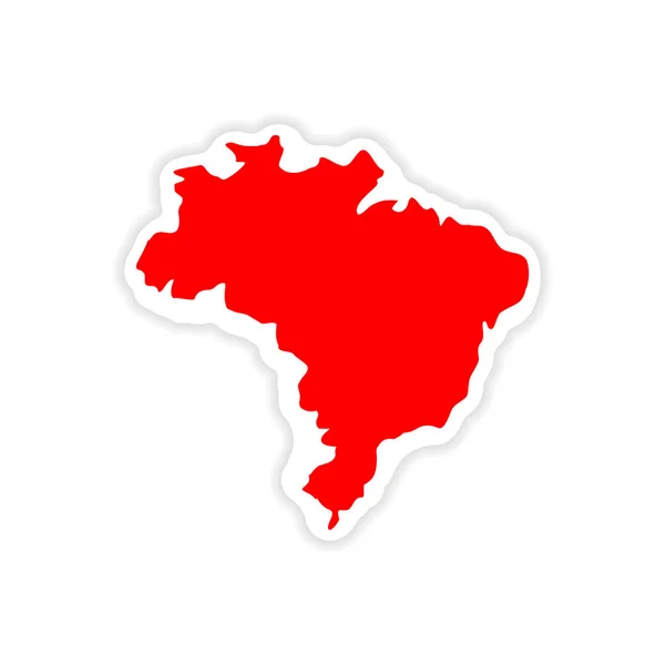Papieraufkleber brasilianische Karte auf weißem Hintergrund — Stockvektor
