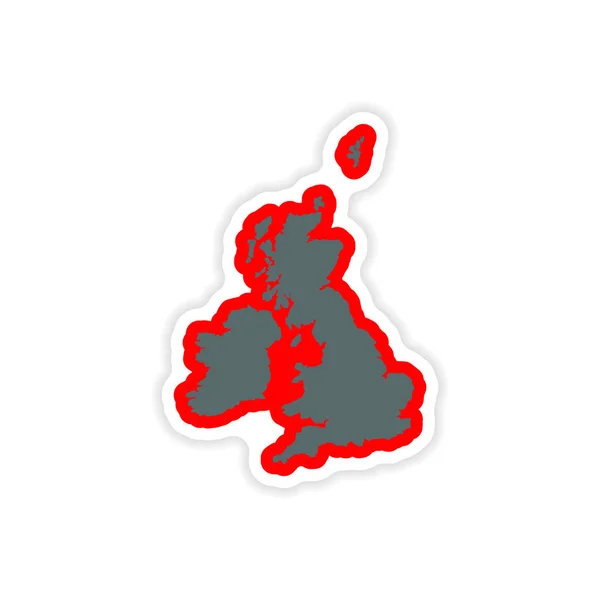 纸质不干胶标签地图英国白色背景上 — 图库矢量图片