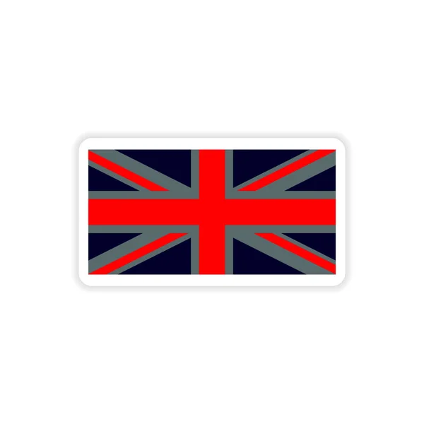 Paper sticker British flag on white background — Stock Vector