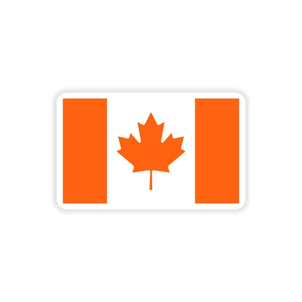 Pegatina de papel Bandera canadiense sobre fondo blanco — Vector de stock