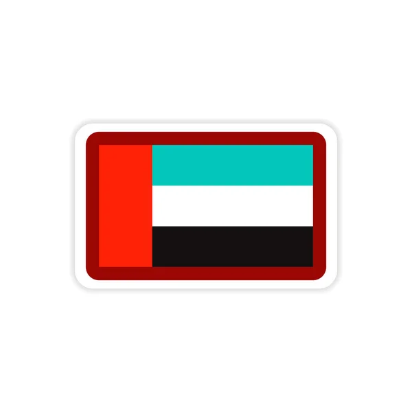 Stylish paper sticker on white background emirates flag — Stock Vector
