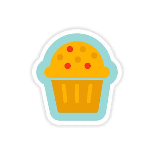 Papier sticker op witte achtergrond kerst cake — Stockvector