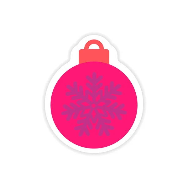 Papel adesivo no fundo branco bola de Natal —  Vetores de Stock
