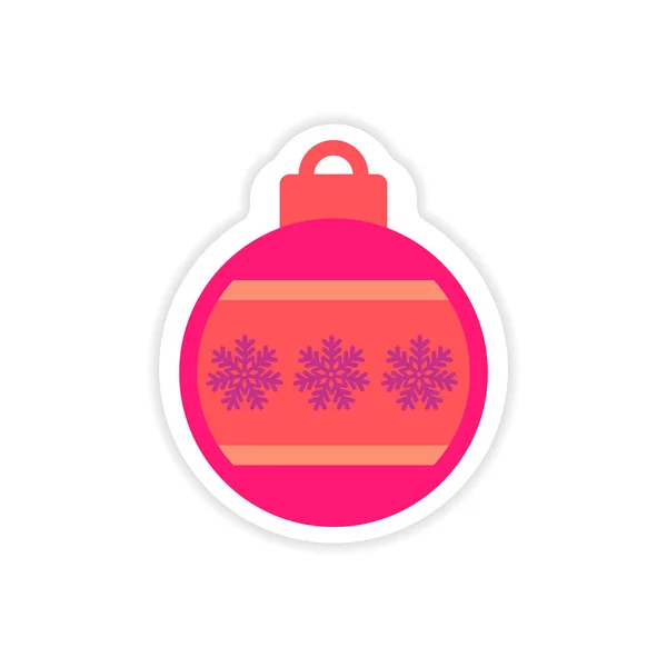 paper sticker on white background Christmas ball