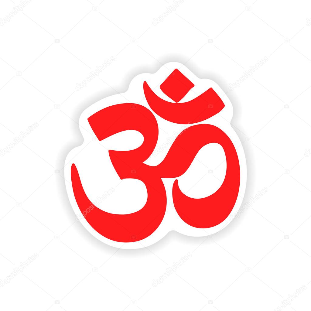 paper sticker Indian om sign on white background