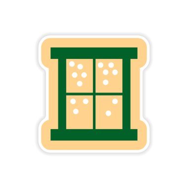 Beyaz arka plan kar penceresinde kağıt etiket