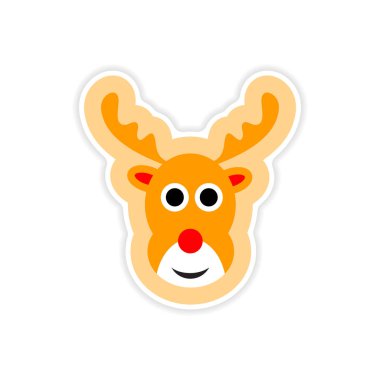 Beyaz arka planda Noel reindeer kağıt etiket