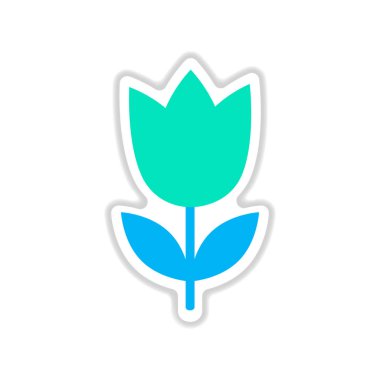 Kağıt etiket üzerinde beyaz arka plan Lale çiçek