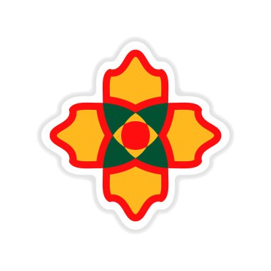 Kağıt etiket beyaz zemin çiçek siluet