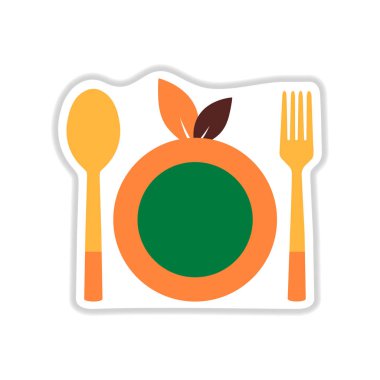 Kağıt etiket üzerinde beyaz arka plan Eko çatal bıçak takımı