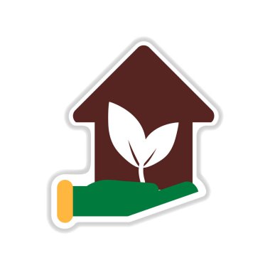 Kağıt etiket beyaz arka plan Eko ev